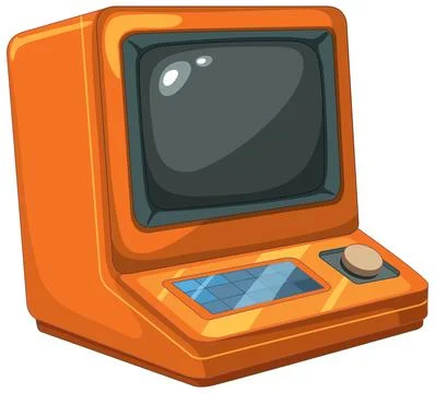 Retro Orange Computer Illustration Stock Illustration