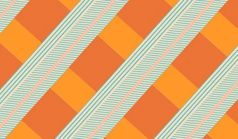 Retro Orange Geometric Diagonal Stripe Pattern With Turquoise Accents And S.. Stock Illustration