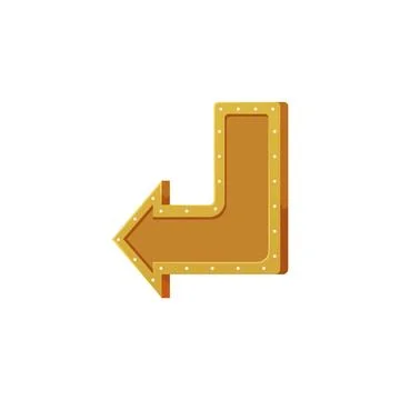 Retro orange pointer signage, billboard arrow shape flat icon. Cartoon bright Stock Illustration