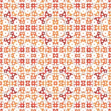 Retro orange red ornamental pattern on white background Stock Illustration