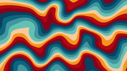 Retro, orange, wavy, liquid, psychedelic, groovy, hippie, flat, abstract, loopin Stock Footage 254878490