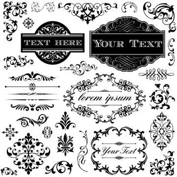 Retro Ornament Set Illustrazione stock