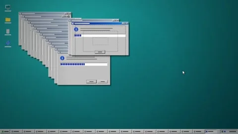 Retro OS Popup Windows Cascade Build Up Stock Footage 346936151