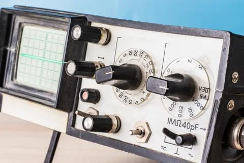 Retro oscilloscope ready to measure waveforms Stock Photos