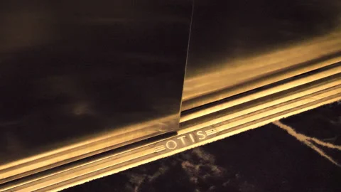 Retro Otis Elevator Opens Floor Shot Stock Footage 170631268