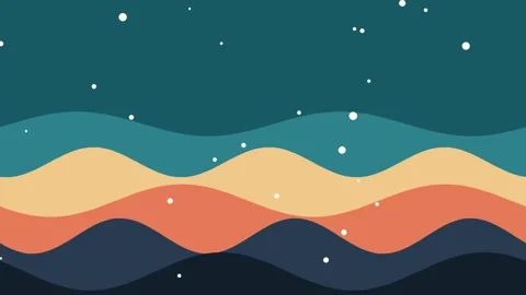 Retro papercut wave layers motion background with floating particle stars Stock Footage 347901211