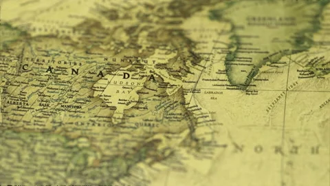 Retro Parchment World Map With USA And Canada. Stock-Footage 124127343