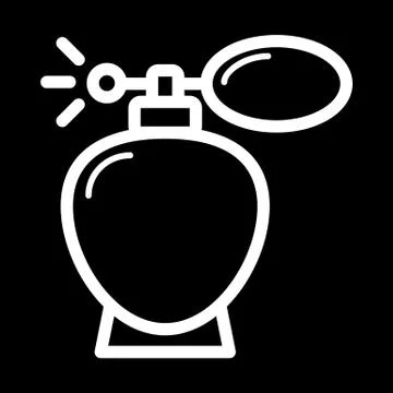 Retro parfume vector icon. White spray illustration on black background. Outline 스톡 일러스트