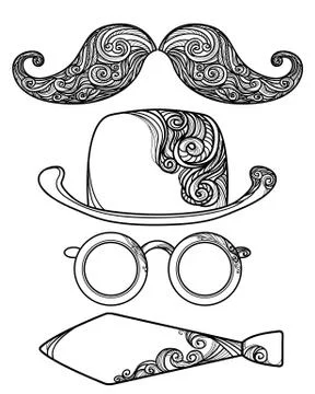 Retro party objects .vector illustration isolated on white Stock Illustration