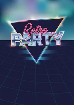 Retro party poster template. Illustrazione stock