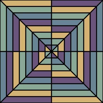 Retro pastel geometric square optical illusion tunnel flat outline. Stock-Illustration