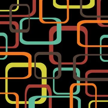 Retro pattern black background with squares - rounded. Illustrazione stock