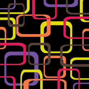 Retro pattern black background with squares - rounded. 스톡 일러스트
