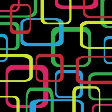 Retro pattern black background with squares - rounded. Illustrazione stock