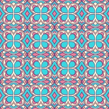 Retro pattern with blue flowers Stock Illustration