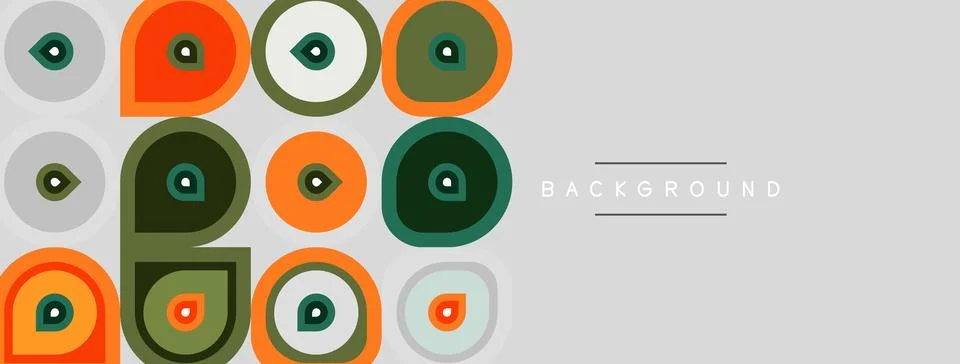 Retro pattern. Circles, squares, rectangles create abstract design. Neutral Stock Illustration