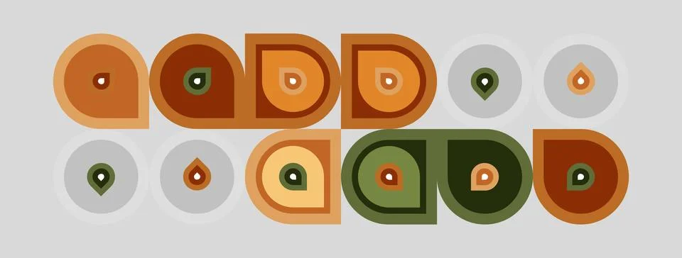 Retro pattern. Circles, varying shades brown, orange, gray. Minimalist design イラスト素材
