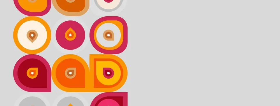 Retro pattern features colorful circles, varying shades. Design evokes 스톡 일러스트
