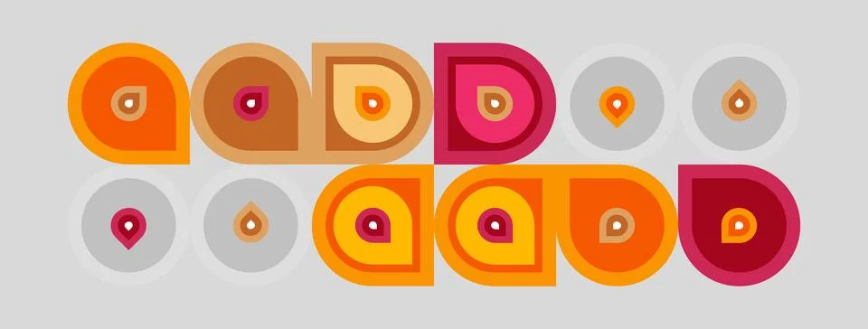 Retro pattern features colorful circles, varying shades. Shapes overlap cre.. 스톡 일러스트