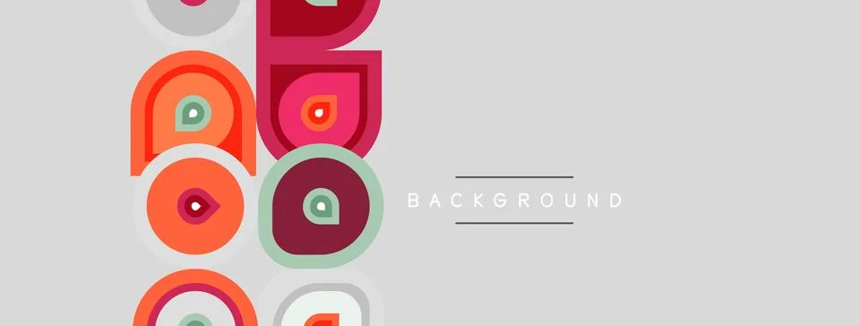 Retro pattern features colorful geometric shapes. Simple design, muted tones Stock Illustration
