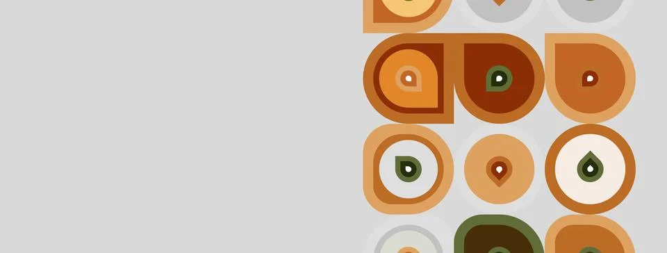 Retro pattern features concentric circles, varying shades brown, beige. 스톡 일러스트