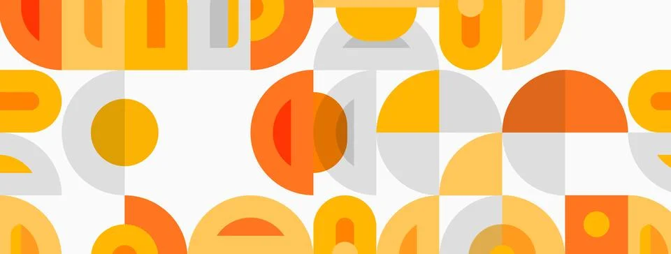 Retro pattern features geometric shapes. Orange, beige tones create vintage Stock Illustration