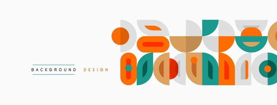 Retro pattern features geometric shapes, orange, teal, brown hues. Minimalist 스톡 일러스트