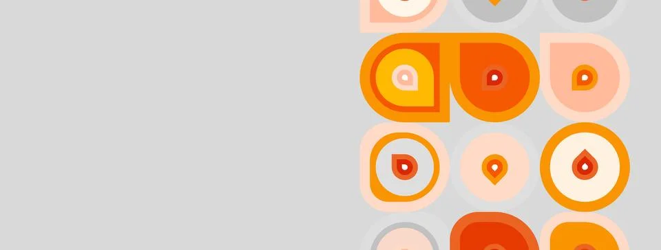 Retro pattern features orange shapes. Circles, squares, teardrops create pl.. 스톡 일러스트