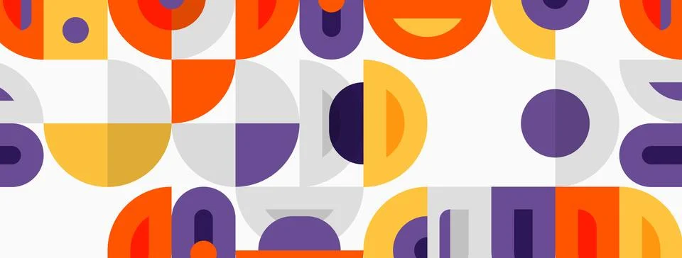 Retro pattern features overlapping circles, semicircles, rectangles. Colors Illustrazione stock