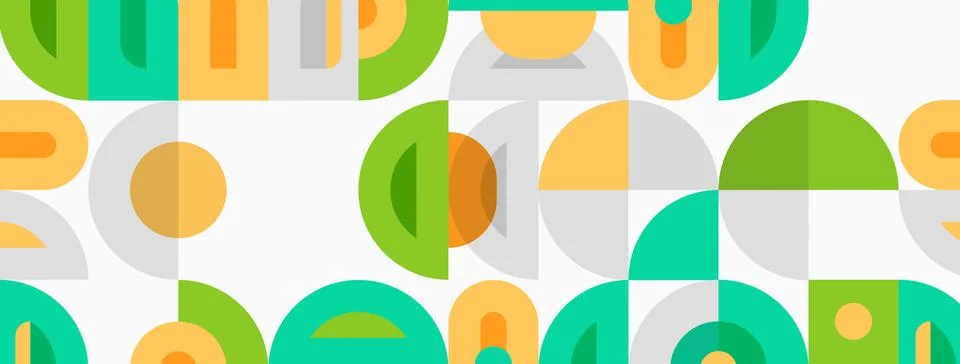 Retro pattern features overlapping circles, semicircles. Colors include green Stockillustratie