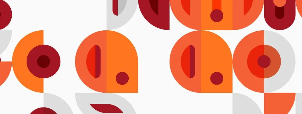 Retro pattern features overlapping circles, orange, red, gray hues. Simple Stock Illustration