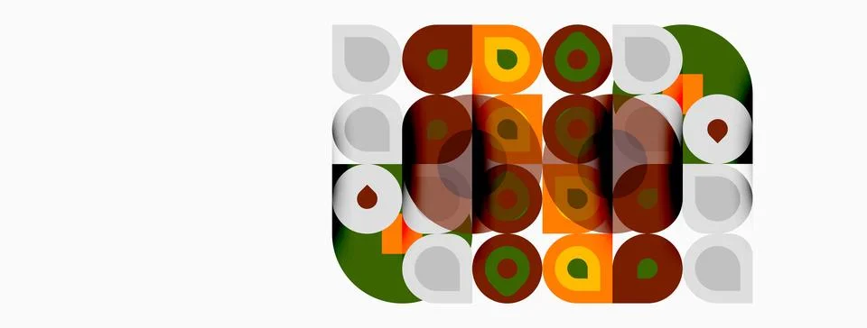 Retro pattern features overlapping circles. Colors include brown, green, or.. Stockillustratie