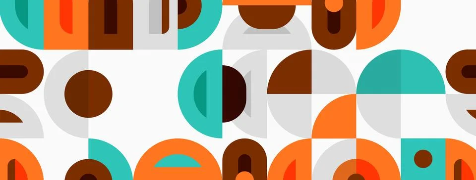 Retro pattern features overlapping semicircles, circles, segments. Colors Stockillustratie