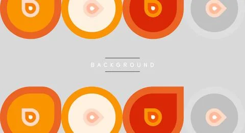 Retro pattern features repeating circular shapes. Orange, red, gray tones c.. Stock Illustration