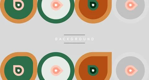 Retro pattern features repeating circular shapes. Colors include green, orang Stock Illustration