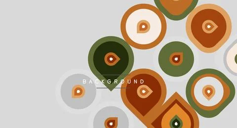 Retro pattern features rounded shapes, muted orange, green tones. Simple desi Illustrazione stock