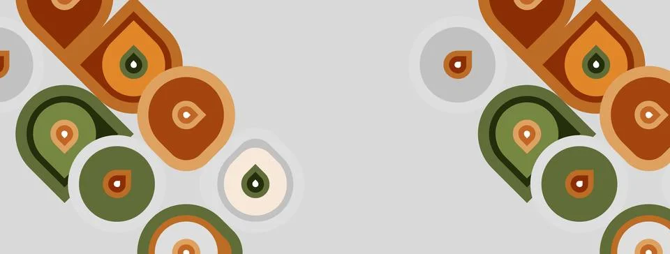 Retro pattern features rounded shapes, earthy tones. Abstract design evokes イラスト素材