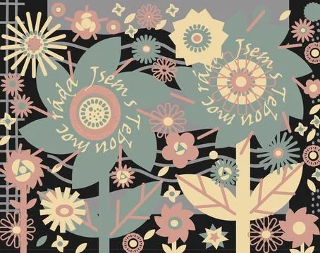 Retro pattern flower motif Stock Illustration