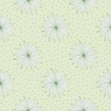 Retro pattern with flowers on background with dots in pastel green colours. V Illustrazione stock