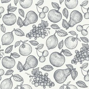 Retro pattern with fruits Stock Illustration