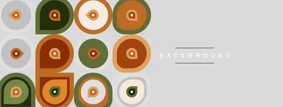 Retro pattern. Geometric shapes, circles, squares, muted colors create stylis Stockillustratie
