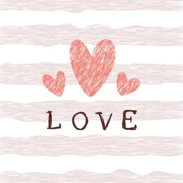 Retro pattern with grunge heart, blue lines and lettering love. Valentine's d Illustration