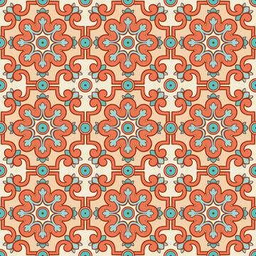 Retro pattern with orange flowers Stock Illustration