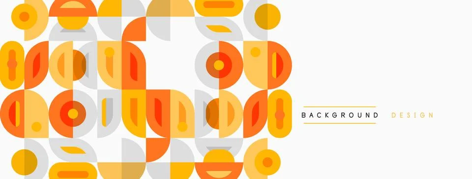 Retro pattern. Orange, yellow circles, shapes create vibrant background. Mode Illustrazione stock
