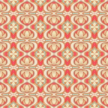 Retro pattern with pink flowers 库存插图