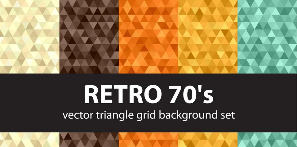 Retro pattern set. Vector seamless vintage backgrounds "Retro 70's" Stock Illustration