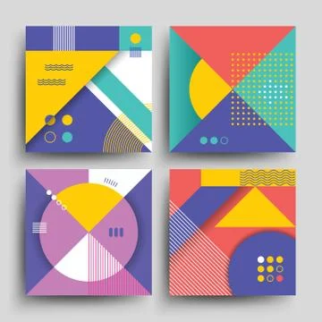 Retro patterns with abstract simple geometric shapes vector design for covers Stock Illustration