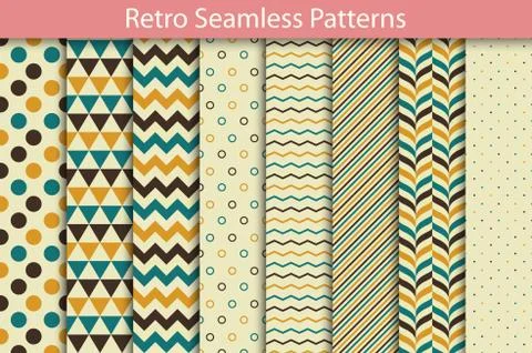 Retro patterns - seamless vector collection. Illustrazione stock