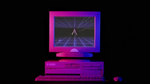 Retro pc with chroma key green screen, Old computer studio close-up, Desktop Stock Footage 223207159