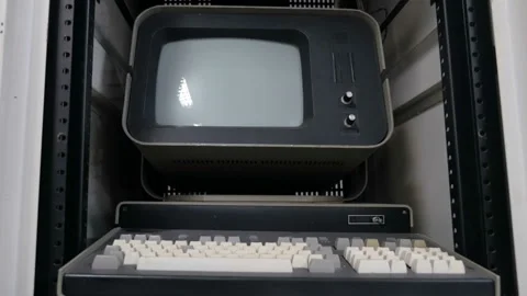 Retro pc computing machine Stock Footage 97779137